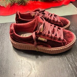 Puma Kids Burgundy Velvet Sneakers